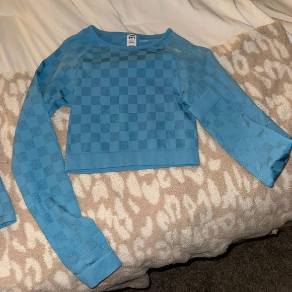 JoyLab Light Blue Patterned Workout Set - Picture 2 of 3